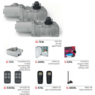 Fadini FOX 724 underground swing-gate kit with motorised actuators and control panel