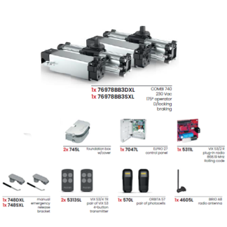 Fadini K740.4L COMBI 740 Underground Hydraulic Gate Kit | 175° with Braking