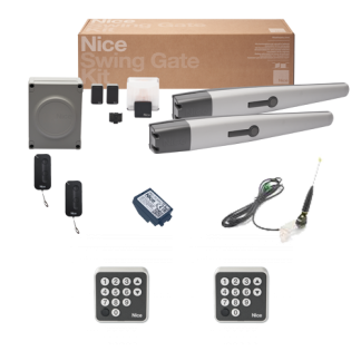 Nice Toona 4024 24V Double Swing Gate Kit with Dual Nice Era BlueBUS Keypads, BiDi-WiFi & Antenna